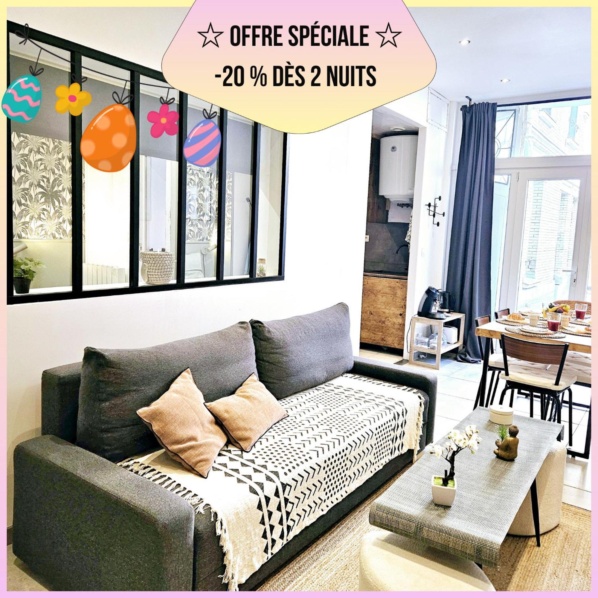 Refuge Urbain - Ideal Pro, Familles & Amis - Le Calme En Hypercentre - Wifi Haut Debit - Netflix - Machine A Laver - Gare, Cathedrale, Commerces, Restaurants & Transports En Commun A Moins De 10 Minutes A Pied Reims Luaran gambar